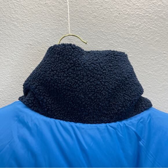 Reversible Polar Quilted sherpa Jacket Large Navy Cornflower - Picture 5 of 15